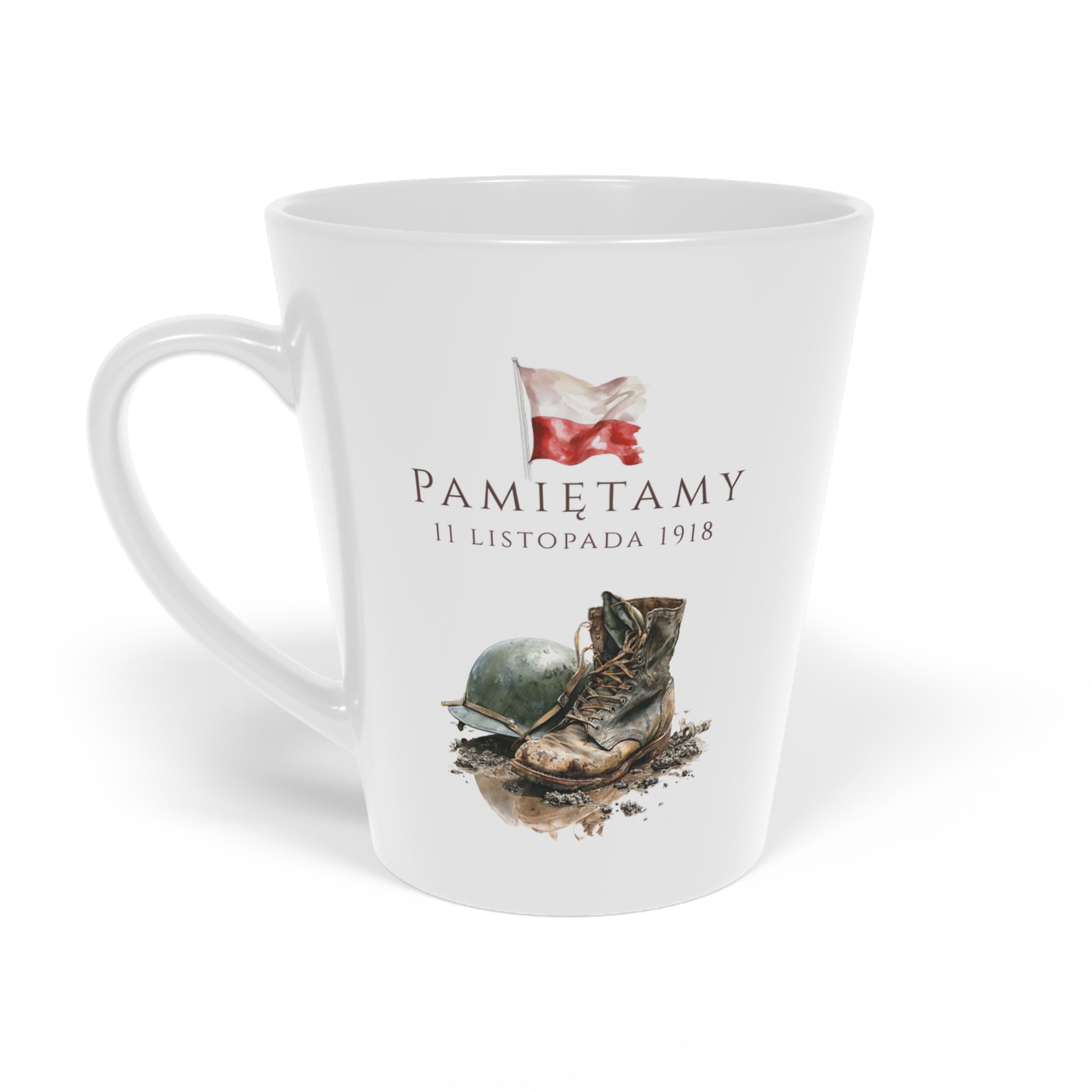 Polish Independence Day Latte Mug 12oz | “We Remember” Design | Pamietamy 11 listopada | Dzien Niepodleglosci | Patriotic Polish Coffee Cup | Polish Canadian Heritage Gift