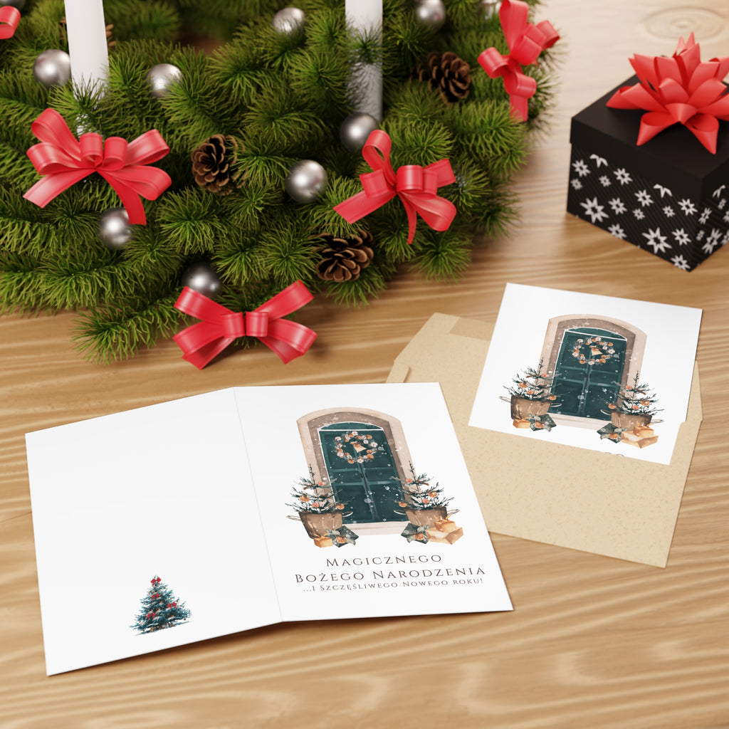 Polish Christmas Greeting Card – Christmas Door Entry (Polish: Magicznego Bożego Narodzenia)