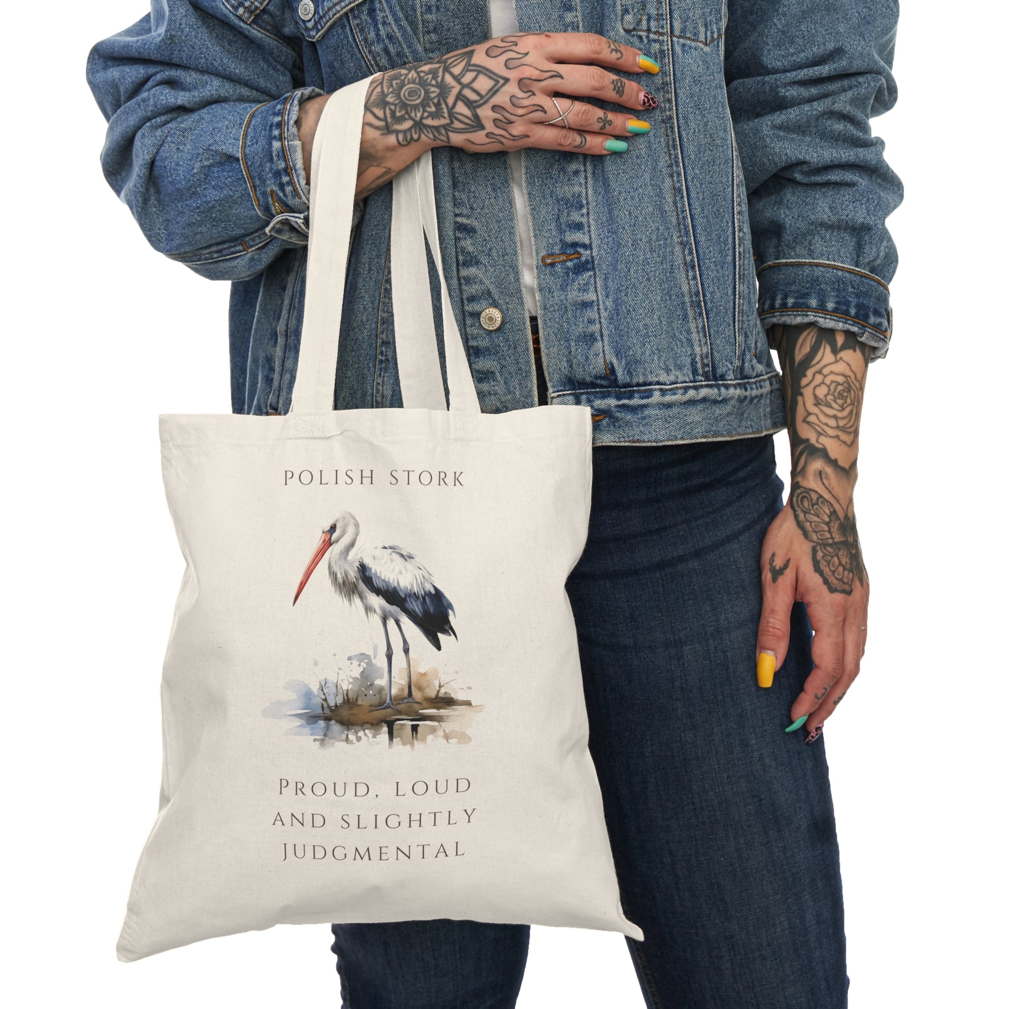 Polish Stork Tote Bag | Funny Polish Identity | “Proud, Loud and Slightly Judgemental” Slogan | Patriotic Polish Tote | Polish Canadian Heritage Gift