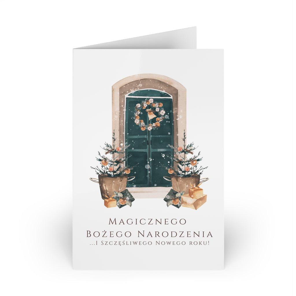 Polish Christmas Greeting Card – Christmas Door Entry (Polish: Magicznego Bożego Narodzenia)