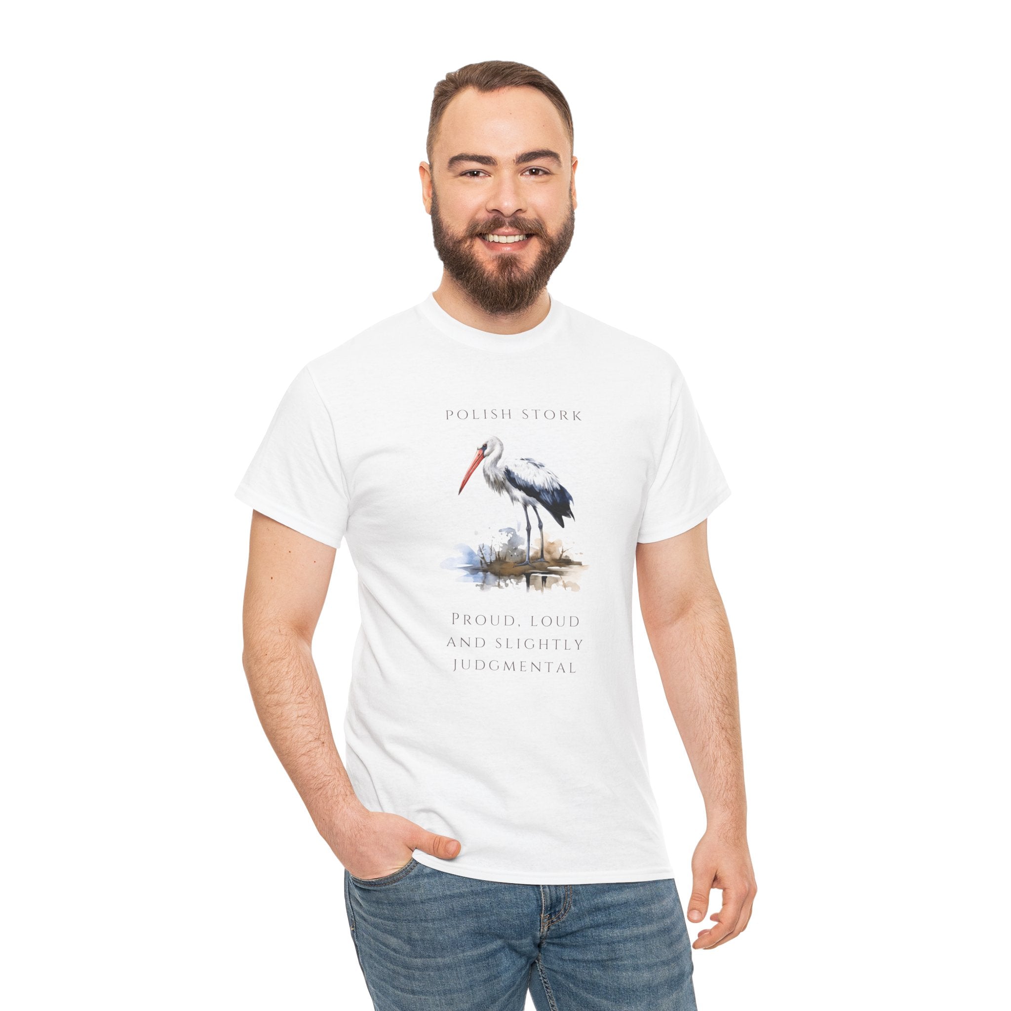 Polish Stork Unisex T-Shirt | "Proud, Loud and Slightly Judgemental" | Funny Polish Identity Tee | Polish Canadian Heritage Apparel