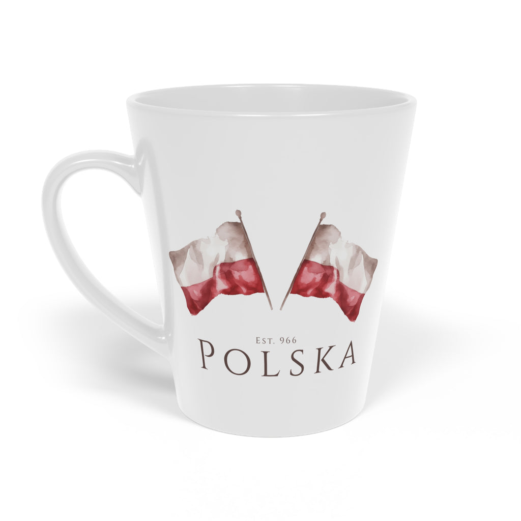 Polish Flag Latte Mug 12oz | Polska Flaga | Polish Pride Coffee Cup | Patriotic Polish Gift | Polish Canadian Heritage Mug