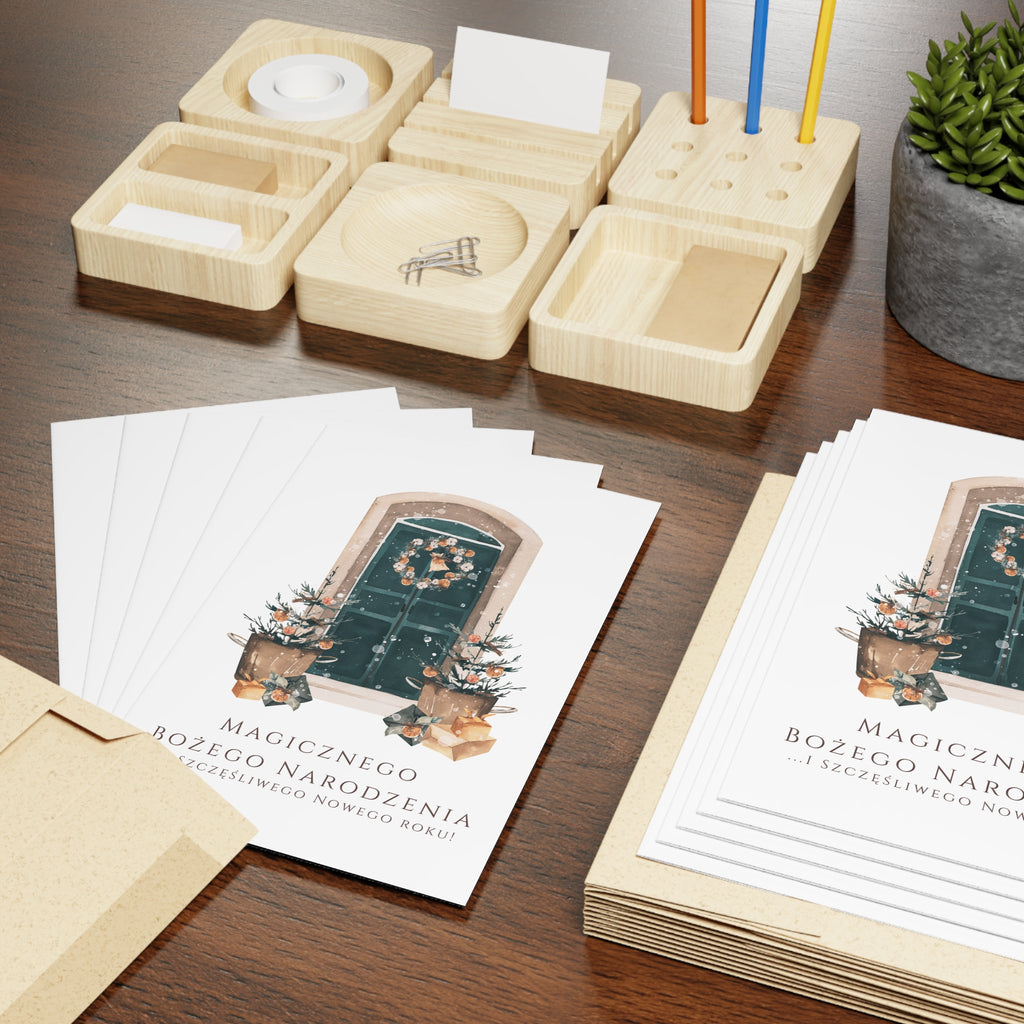 Polish Christmas Greeting Card – Christmas Door Entry (Polish: Magicznego Bożego Narodzenia)