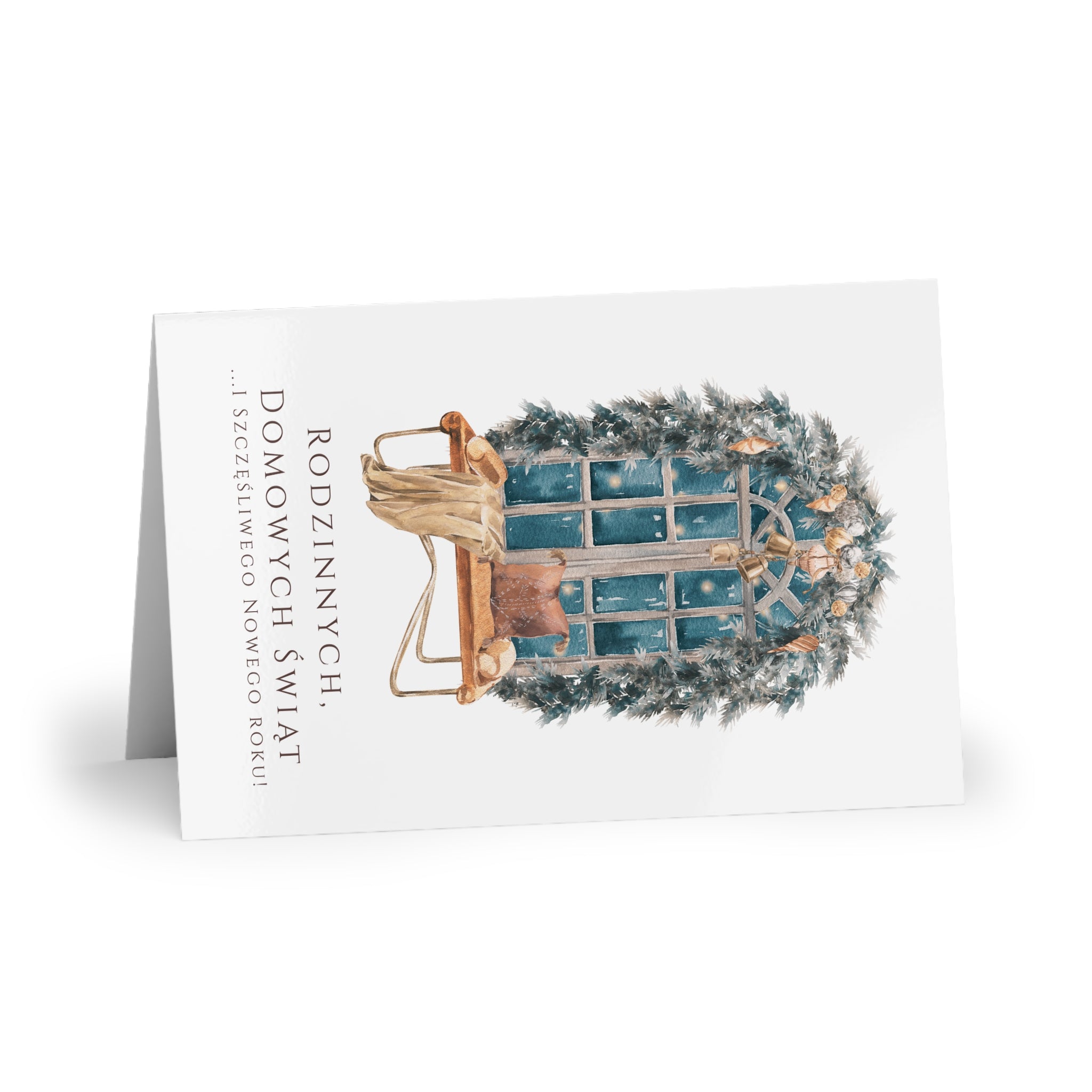 Polish Christmas Window Greeting Card (Polish: Rodzinnych, Domowych Świąt)