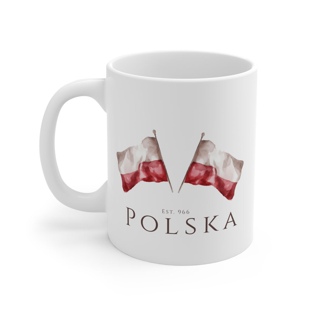 Polish Flag 11oz Ceramic Mug | Polska Flaga | Polish Pride Coffee Cup | Patriotic Polish Gift | Polish Canadian Heritage Mug