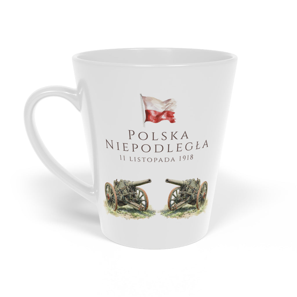 Polish Independence Day Latte Mug 12oz | “Independent Poland” Design | Polska Niepodległa 11 listopada | Dzien Niepodleglosci | Patriotic Polish Coffee Cup | Polish Canadian Heritage Gift