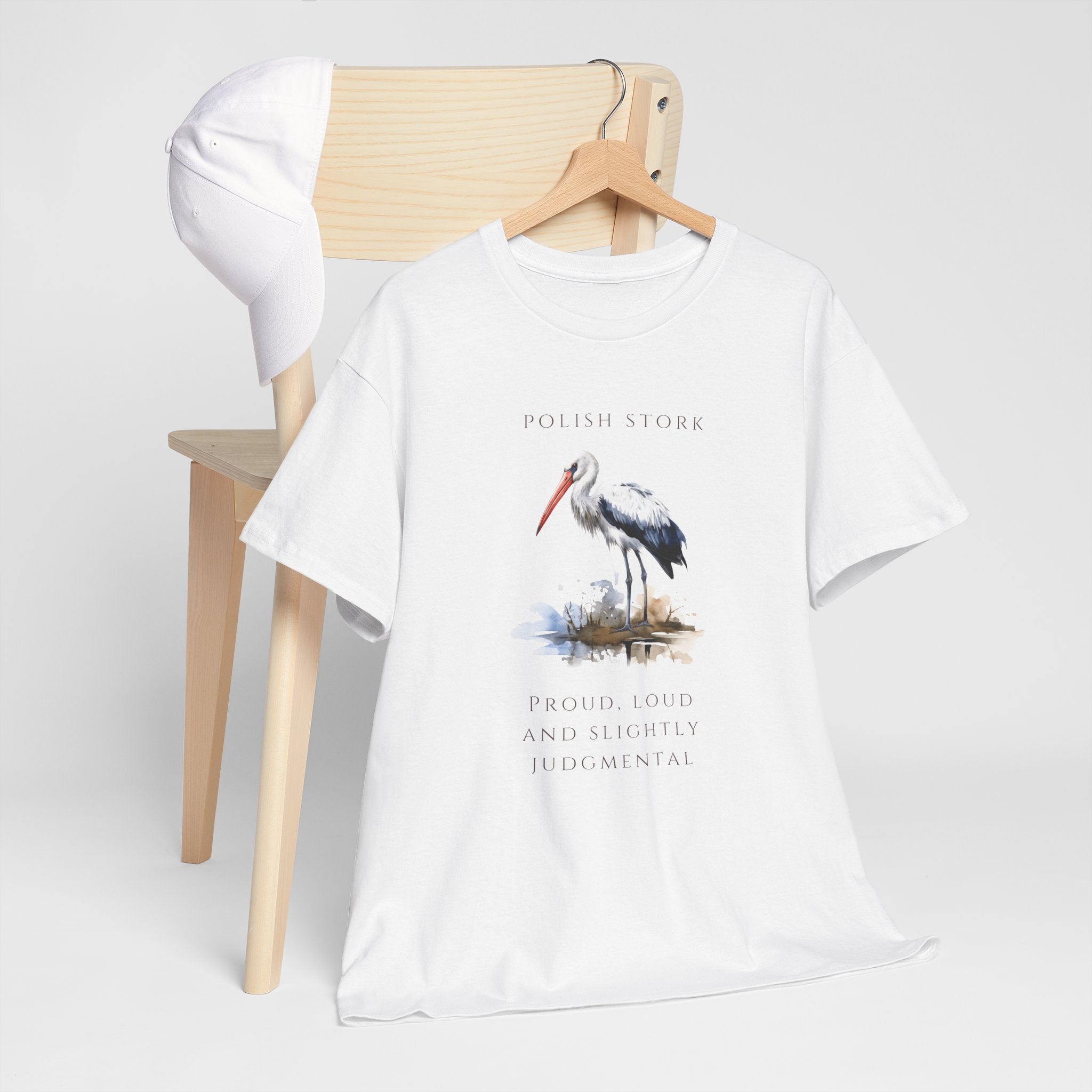 Polish Stork Unisex T-Shirt | "Proud, Loud and Slightly Judgemental" | Funny Polish Identity Tee | Polish Canadian Heritage Apparel