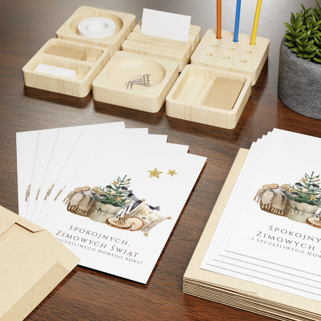 Polish Cozy Christmas Decor Greeting Card (Polish: Spokojnych, Zimowych Świąt)